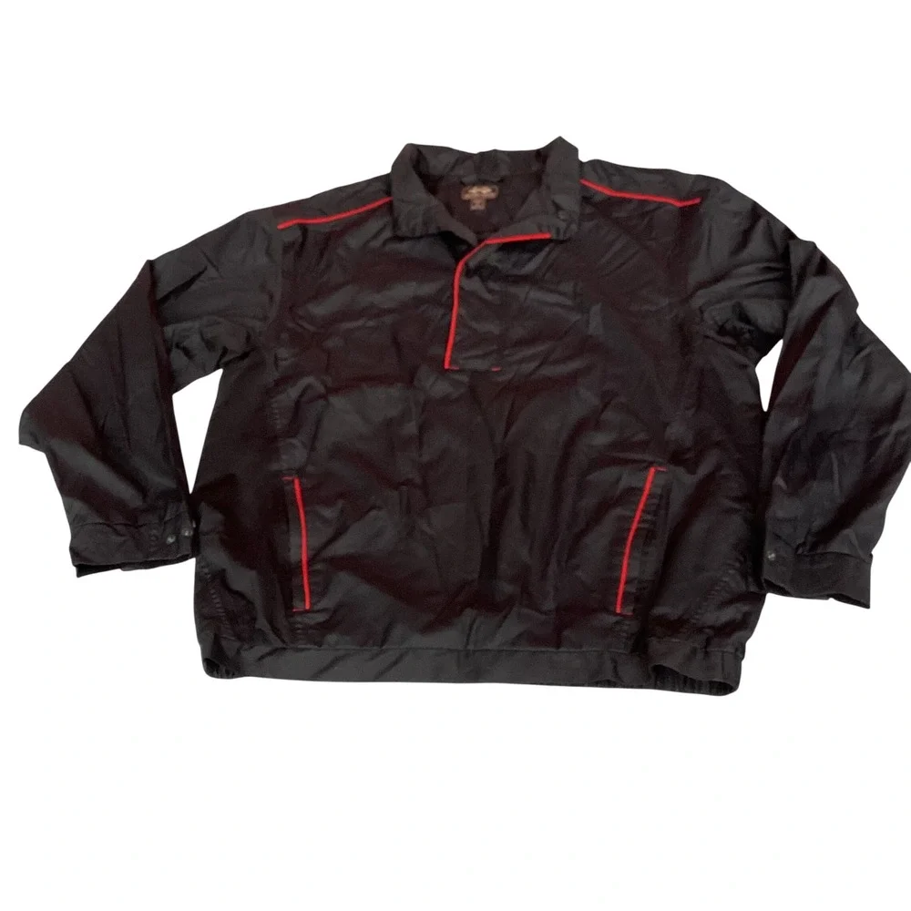 Snake Eyes Performance‎ Rainwear Mens Large Black Red Trim Pullover Windbreaker